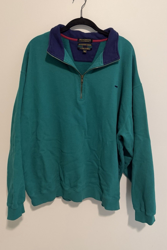 Alexander Julian Colours | Mens Sz XXL |1/4 Zip Long Sleeve Green Sweater