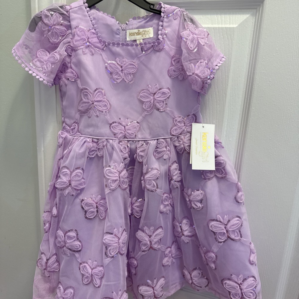 Kensie Special Occasion Girls Lavender Butterfly Floral Dress Sz 5,6,14 NWT