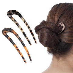 2 Pack Benefree French Style Cellulose Acetate Tortoise Shell U Shaped 4.7 Inch