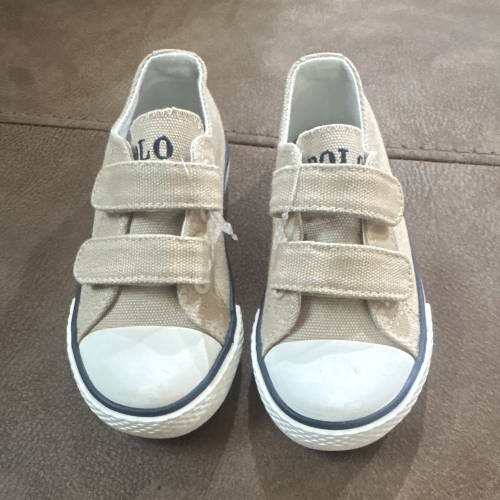 Polo Ralph Lauren Unisex Kids Size 7 Canvas Low Top Hook & Loop Sneakers