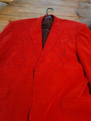 Insherch Mens Slim fit Velvet Sport Coat Blazer 44 S Deep Red Solid Stretch
