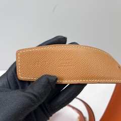 Hermes Pre-Owned Authentic Luxury Double-sided Leather Belt Brown Orange 85cm