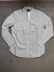 Claiborne Mens *NEW* Medium SlimFit Shirt White/Light Gray Stripe