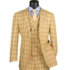 VINCI Men’s Windowpane 3-Piece Suit 38S-56L, 6 Colors, Modern Fit – NEW