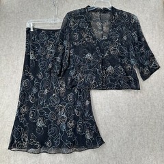 i.e. 100% Silk 3 Piece Dress Set Womens SMALL Art To Wear Career Midi
