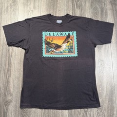 Vintage 80s DELAWARE Duck Goose STAMP SINGLE STITCH T-SHIRT Size XL BLACK USA