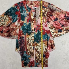 Chico’s Boho Floral Print Dress Blouse 00 2 XS Balloon Sleeve Oversized Tropical