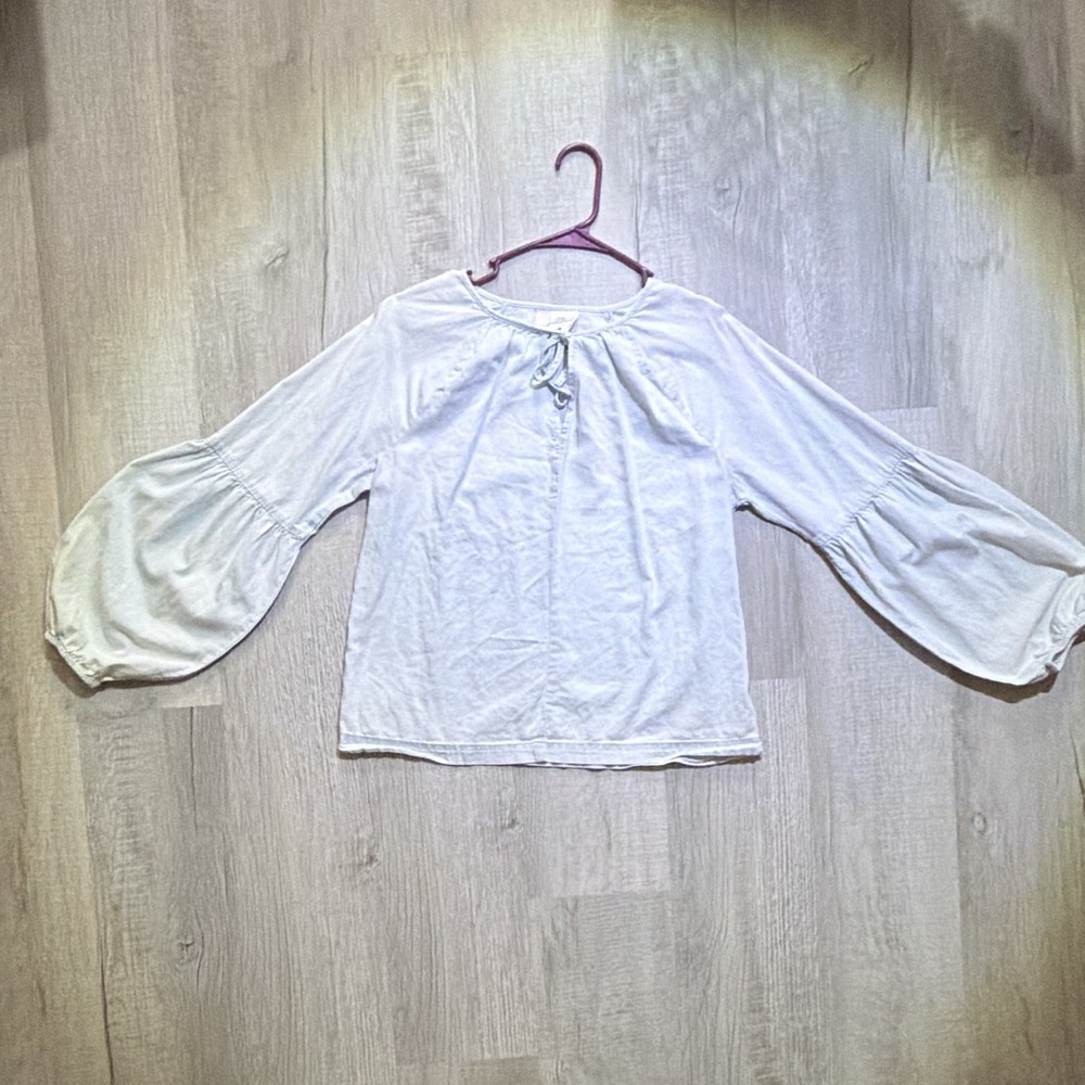 Universal Thread Goods Co. Cotton Woven Peasant Blouse Round Neck Long Sleeve