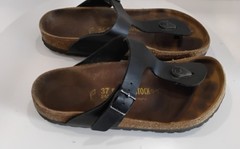 Birkenstock Gizeh Sandals Womens EU 37 Narrow Black Thong Comfort Sandals