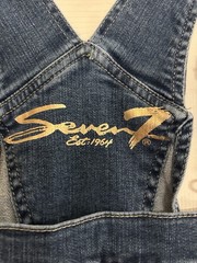 NWOT Ladies Seven7 Denim Cotton Stretch Jean Bib Overall Shorts Size 14
