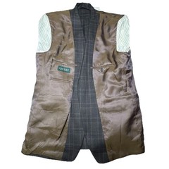 Lauren Ralph Lauren Blazer 44L Wool Elbow Patches Brown Blue Windowpane Plaid