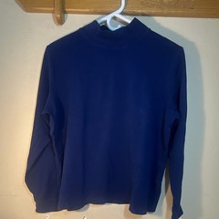 2 L.L.Bean Women’s Blue Long Sleeve T-Shirt XL Regular Solid Mock Neck