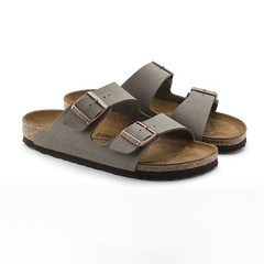 Birkenstock Arizona Birkibuc Leather Soft Footbed Unisex Clog Stone Casual Shoes