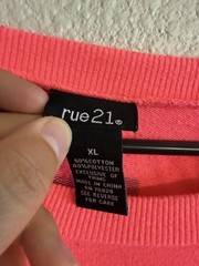 rue21 Pink White Colorblock Logo Crew Neck Pullover Sweatshirt Womens XL