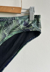 Fat Face Bikini Bottoms Size 12 Palm Print Black Green Khaki Holiday Beach