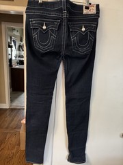 True Religion World Tour Womens Skinny Jeans Dark Wash Low Rise Denim Sz 25