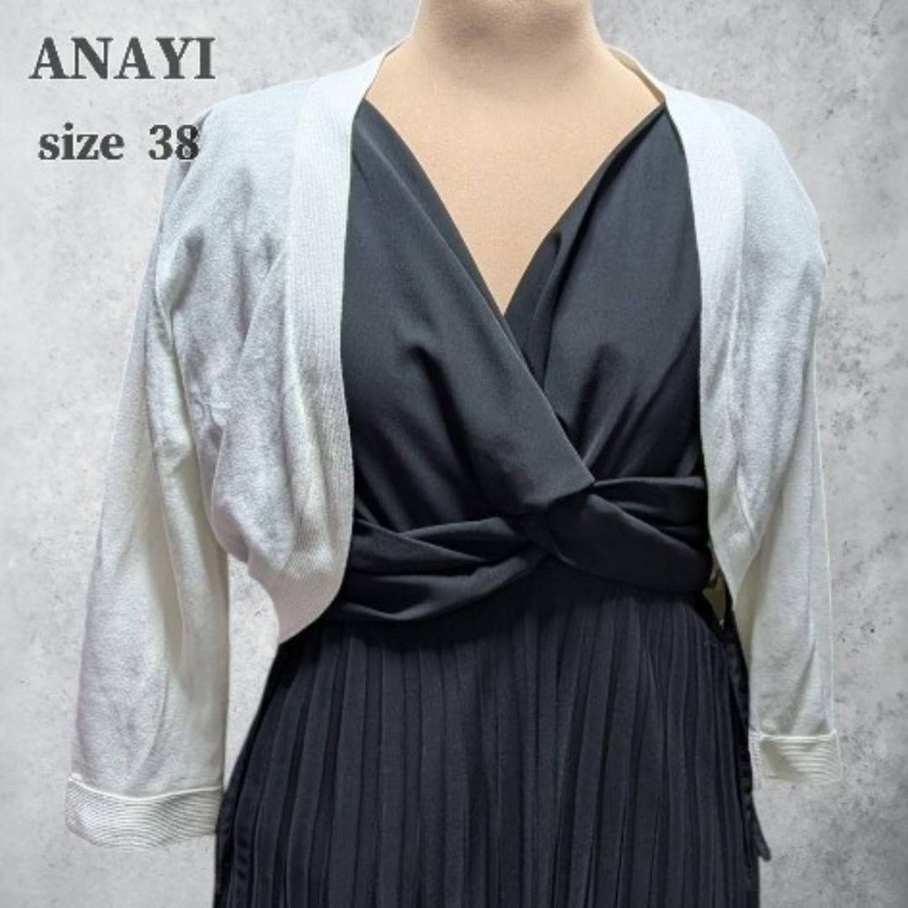 ANAYI Women’s Short Cardigan White Cotton Size 38 Excellent Japan