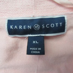 Karen Scott Womens Size XL Open-Front Knit Cardigan Soft Pink