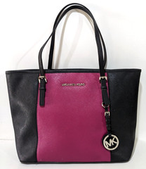 Michael Kors Black/Fuchsia Pink Tote Bag Colorblock Excellent