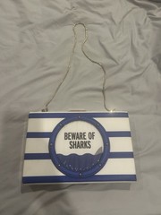 Kate Spade Emanuelle Make A Splash Beware Of Sharks Shoulder Bag Clutch