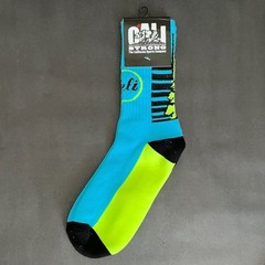 Cali Strong Athletic Socks Blue Black Neon Green Cotton Blend NWT