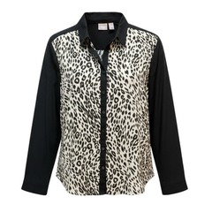Chico’s Leopard Print Button Down Sheer Blouse Black Long Sleeve Women’s XL (3)