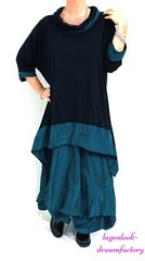 MYO Lagenlook Dream Clouds Tie Balloon Skirt Taffeta & Jersey Emerald 42 44 46 48