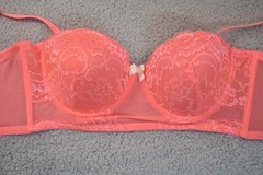 Black Fuchsia Bra 38C Longline Balconette Bra