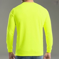 NEW Wrangler Workwear Men’s Hi-Vis Yellow Long Sleeve Pocket T-Shirt Size XL