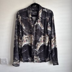 Allsaints “chokai” Long Sleeve Shirt Hawaiian Floral Tiger Black XS