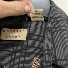 Natural Issue Shirt MEDIUM Viscose Rayon Black Brown Untucked Autumn Tropical