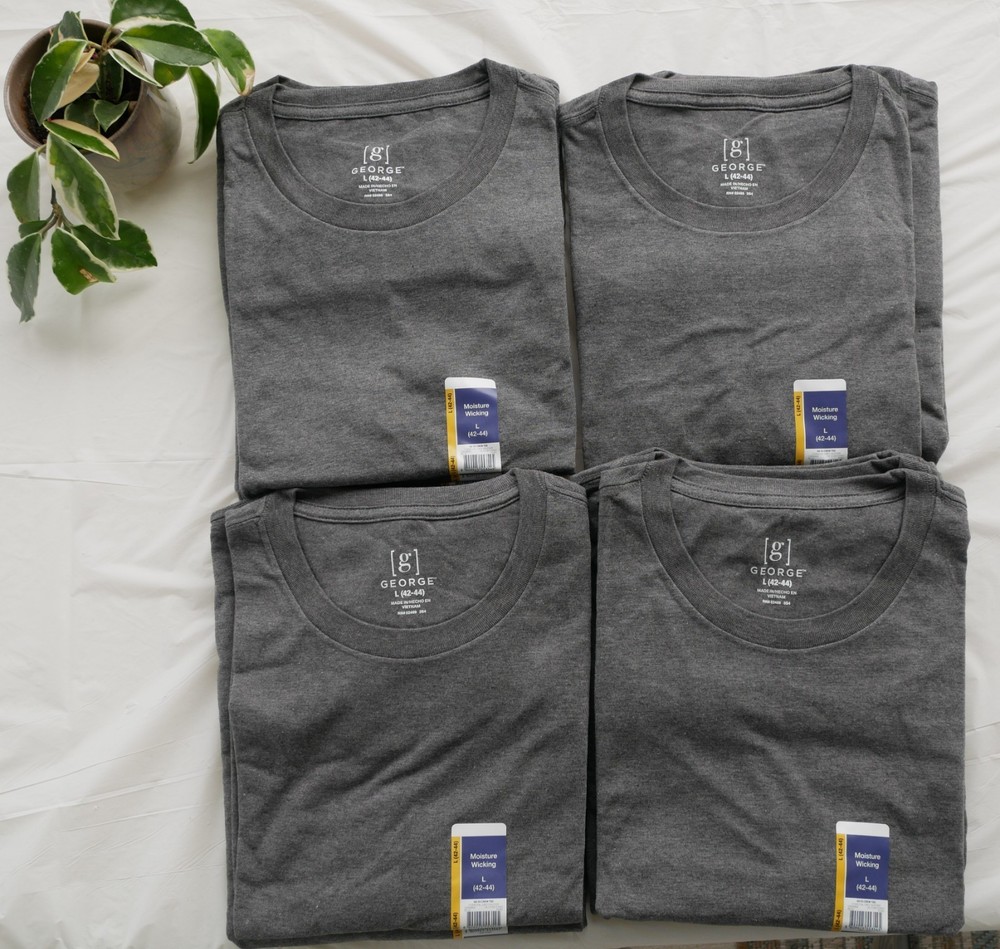 Wholesale Lot (12) Large Gray George Crew Neck TShirts-Perfect for Everyday Wear