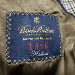 VTG BROOKS BROS 1818 MADISON WOOL BLAZER HOUNDS TOOTH MADE IN USA 44L