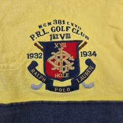 Polo Ralph Lauren Mens Rugby Shirt Yellow Navy Blue Golf Club Bleecker Cup M