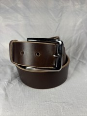 Natural Horween Chromexcel Handmade Leather Belt 1.5 Inch Raw Edge Silver Buckle