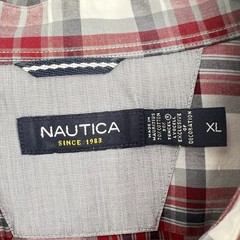 Nautica Men’s button-down plaid shirt red white and blue Size XL 2-62