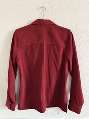 Karen Scott Sport Women’s Red Solid Collared Long Sleeve Button-Down Shirt M