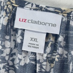 Liz Claiborne Navy Floral Flutter Sleeve Blouse Crochet Lace Yoke XXL NWT