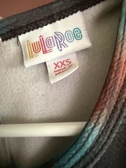 LuLaRoe Women’s XXS Multicolor Geometric Fit & Flare Knit Dress, Short Sleeve