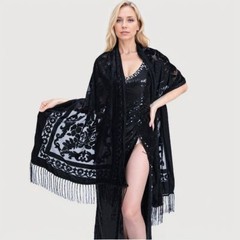 Velvet Tassel Scarf Ethnic Style Long Shawl Wrap Women Qipao Cape Warm Cover
