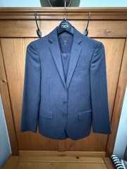 J.CREW Men’s Navy Blue Tollegno 3 Piece Navy Blue Suit – 34S