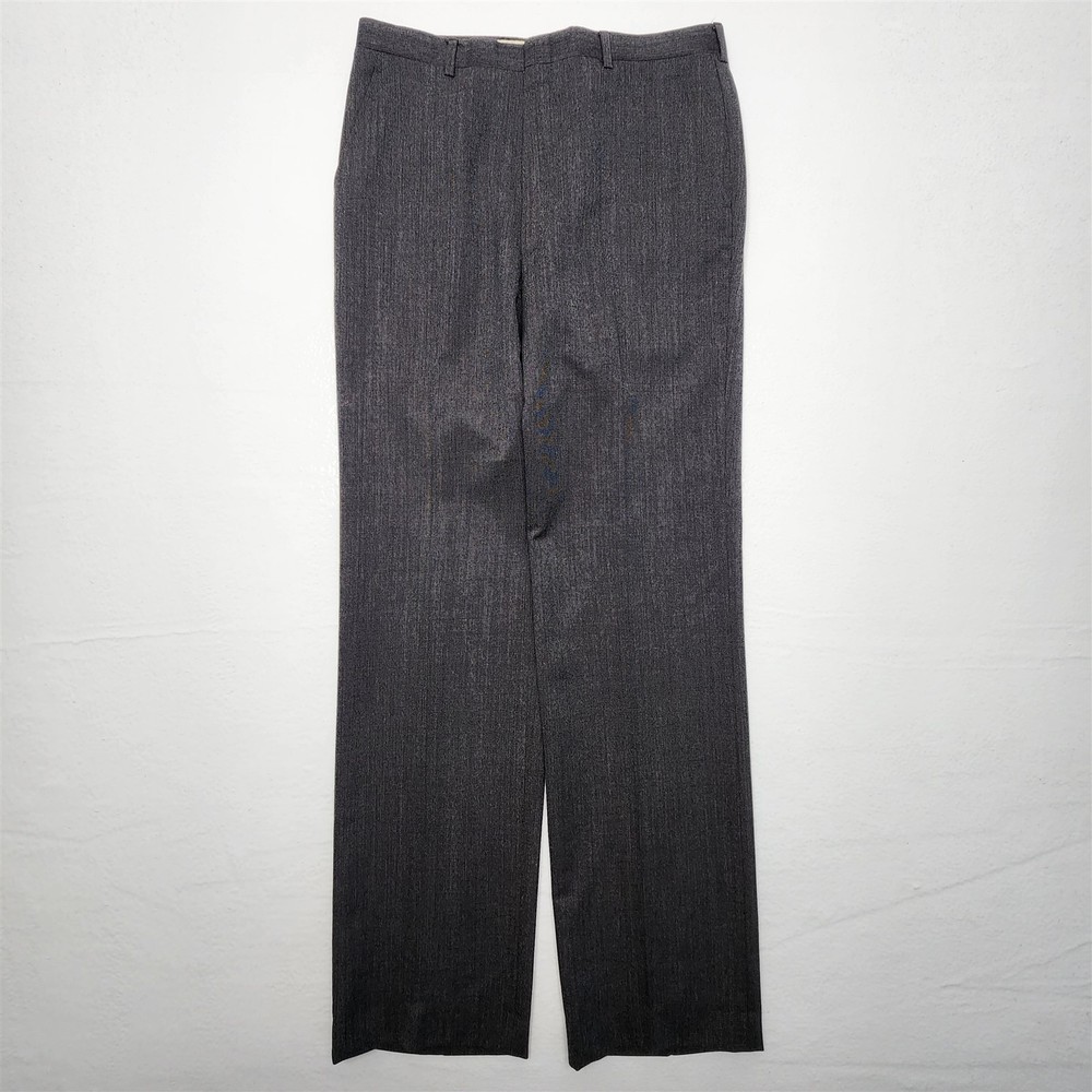 Vtg Old Money 32×34 Gray Nailhead Wool Tweed Flat Front High Waist Pants