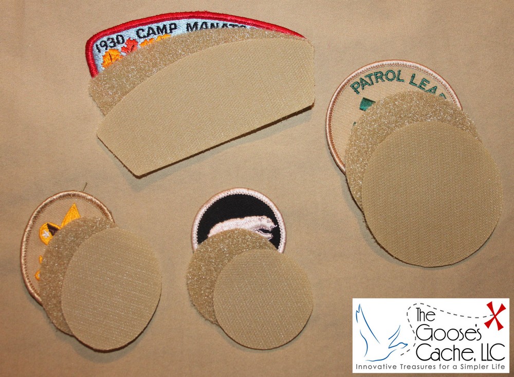 Tan Sew-on Hook and Loop for Attaching Patches to Scout BSA Shirts