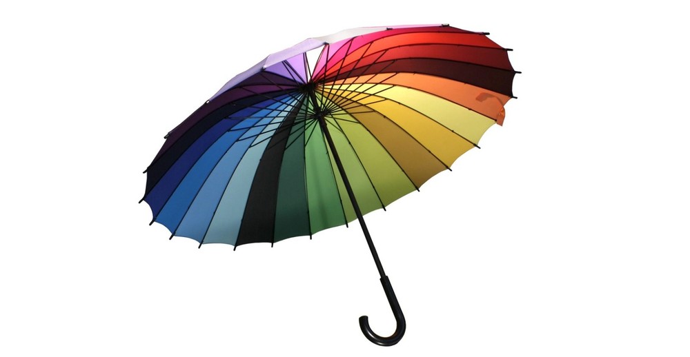 Rainbow Umbrella-Full Size 24 Rib Multicolored Metal Base New