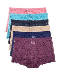 Barbra’s 6 Pack Women’s Lace Boyshort Panties Sexy Underwears 5X-Large Plus Rose