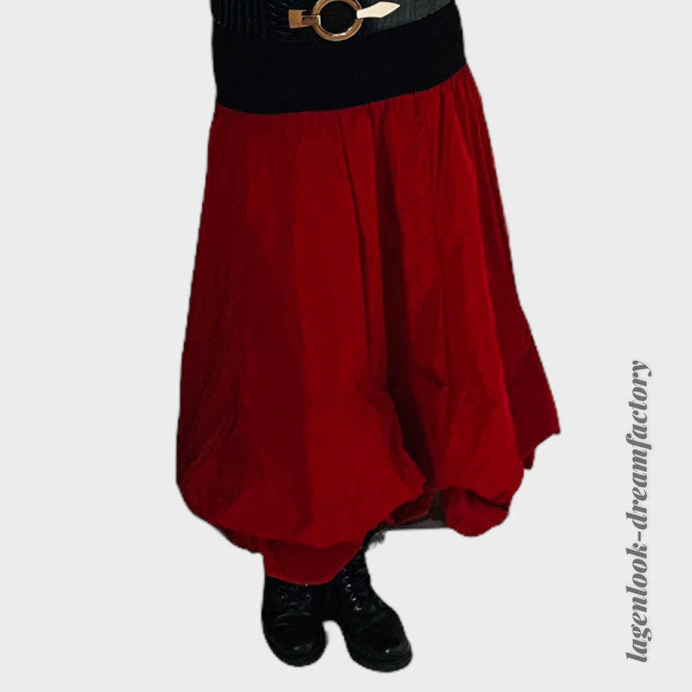 MYO Lagenlook Dream Clouds Tie Balloon Skirt Taffeta & Jersey RED 42 44 46 48 50