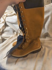 Timberland Waterproof Knee High Lace-Up Riding Boots 3752R Tan Black 5.5