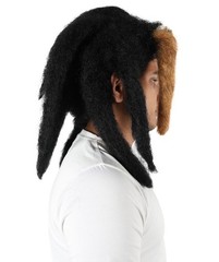 Unisex Shoulder-Length Black & Brown Dreadlock Wig, Flame-retardant Synthetic