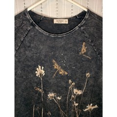 Jess & Jane “Together” Mineral Washed Cotton Knit Tunic Dragonfly Art to Wear