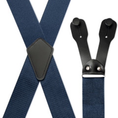 Men’s Suspenders – Wide Industrial Non-Stretch, X with Leather Ears, USA Made